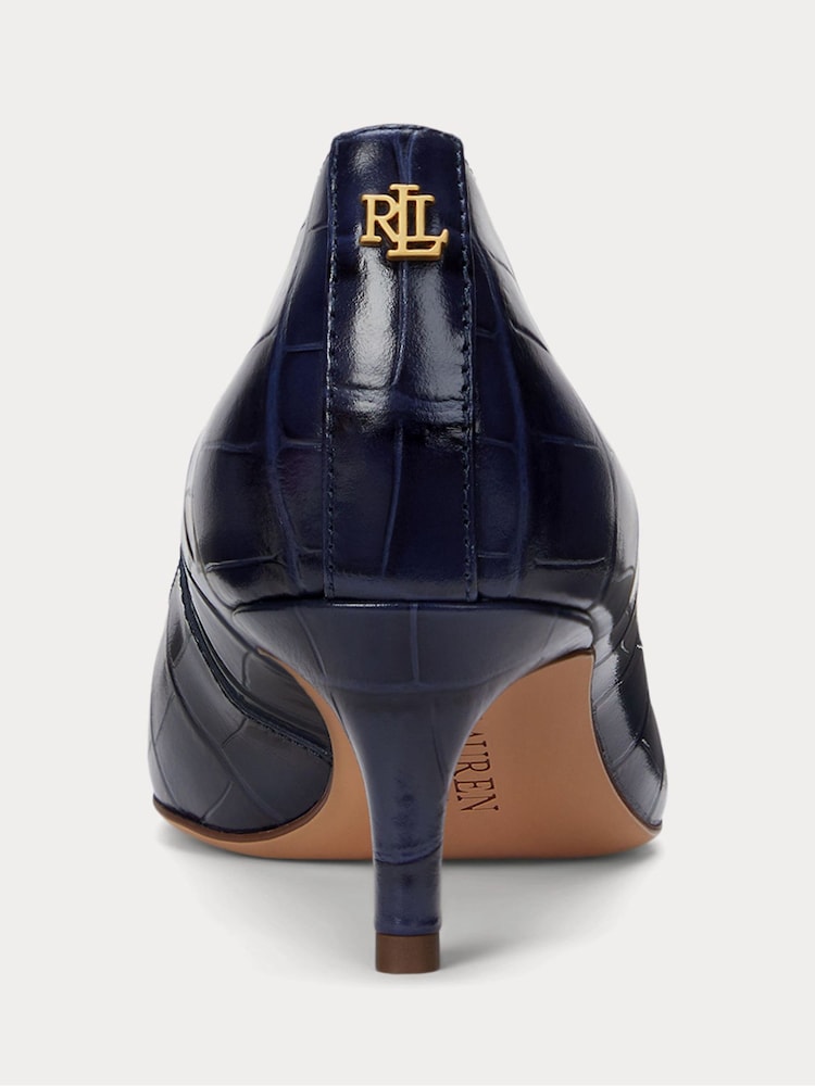 Lauren Ralph Lauren Blue Adrienne Leather Court Heel Shoes - Slika 2 iz 4
