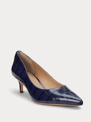 Lauren Ralph Lauren Blue Adrienne Leather Court Heel Shoes - Slika 3 iz 4