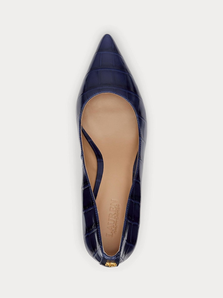 Lauren Ralph Lauren Blue Adrienne Leather Court Heel Shoes - Slika 4 iz 4