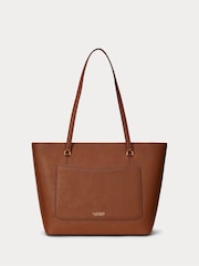 Lauren Ralph Lauren Karly Leather Brown Tote Bag - Image 1 of 7
