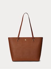 Lauren Ralph Lauren Karly Leather Brown Tote Bag - Image 2 of 7