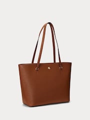 Lauren Ralph Lauren Karly Leather Brown Tote Bag - Image 3 of 7