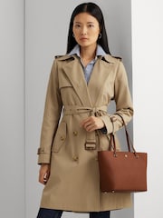 Lauren Ralph Lauren Karly Leather Brown Tote Bag - Image 6 of 7