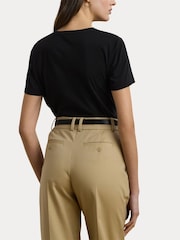 Lauren Ralph Lauren Katlin Sequin Logo Jersey Black T-Shirt - Image 2 of 7