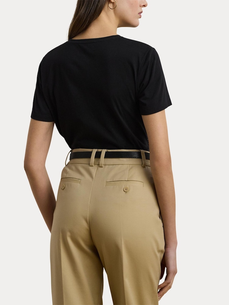 Lauren Ralph Lauren Katlin Sequin Logo Jersey Black T-Shirt - Image 2 of 7
