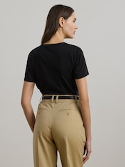 Lauren Ralph Lauren Katlin Sequin Logo Jersey Black T-Shirt - Image 5 of 7