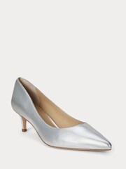 Lauren Ralph Lauren Silver Adrienne Leather Court Heel Shoes - Image 3 of 4