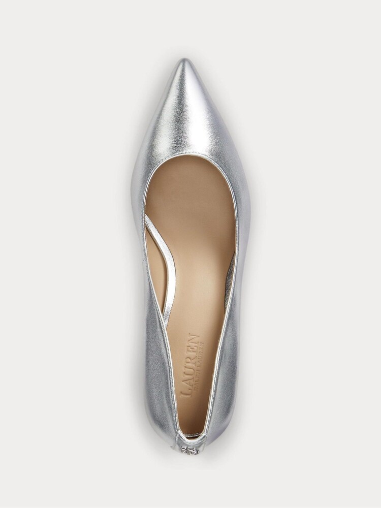 Lauren Ralph Lauren Silver Adrienne Leather Court Heel Shoes - Image 4 of 4