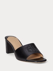 Lauren Ralph Lauren Everley Logo Leather Heel Sandals - Image 1 of 4