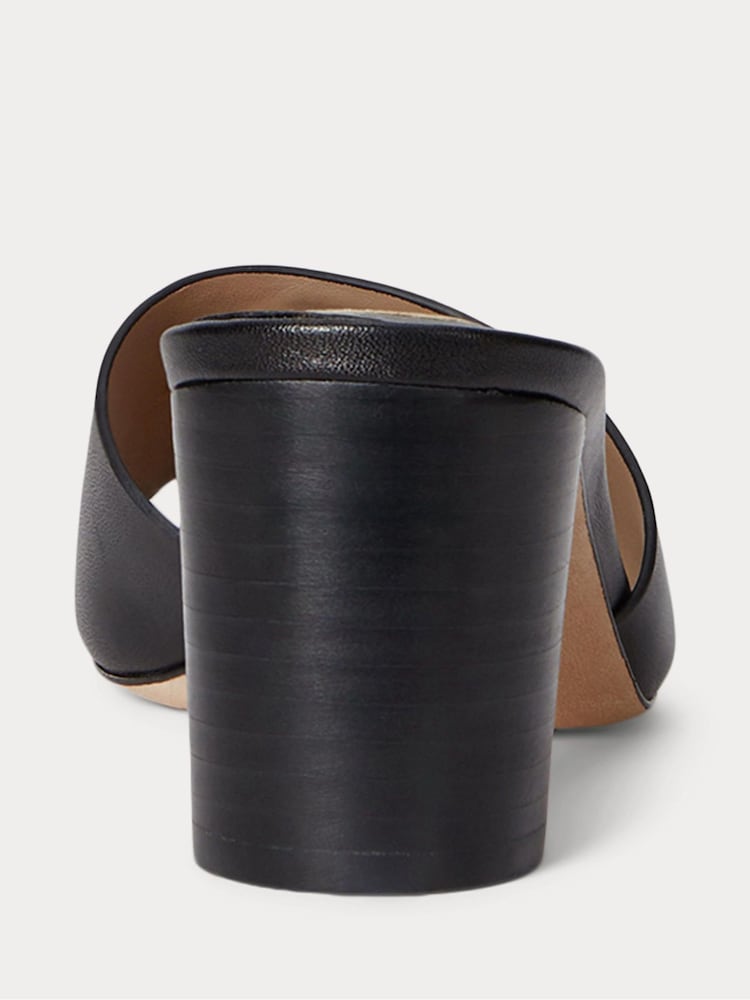 Lauren Ralph Lauren Everley Logo Leather Heel Sandals - Image 2 of 4