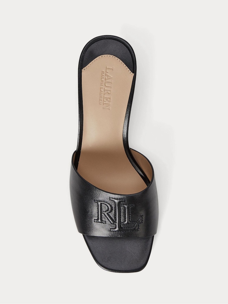 Lauren Ralph Lauren Everley Logo Leather Heel Sandals - Image 4 of 4
