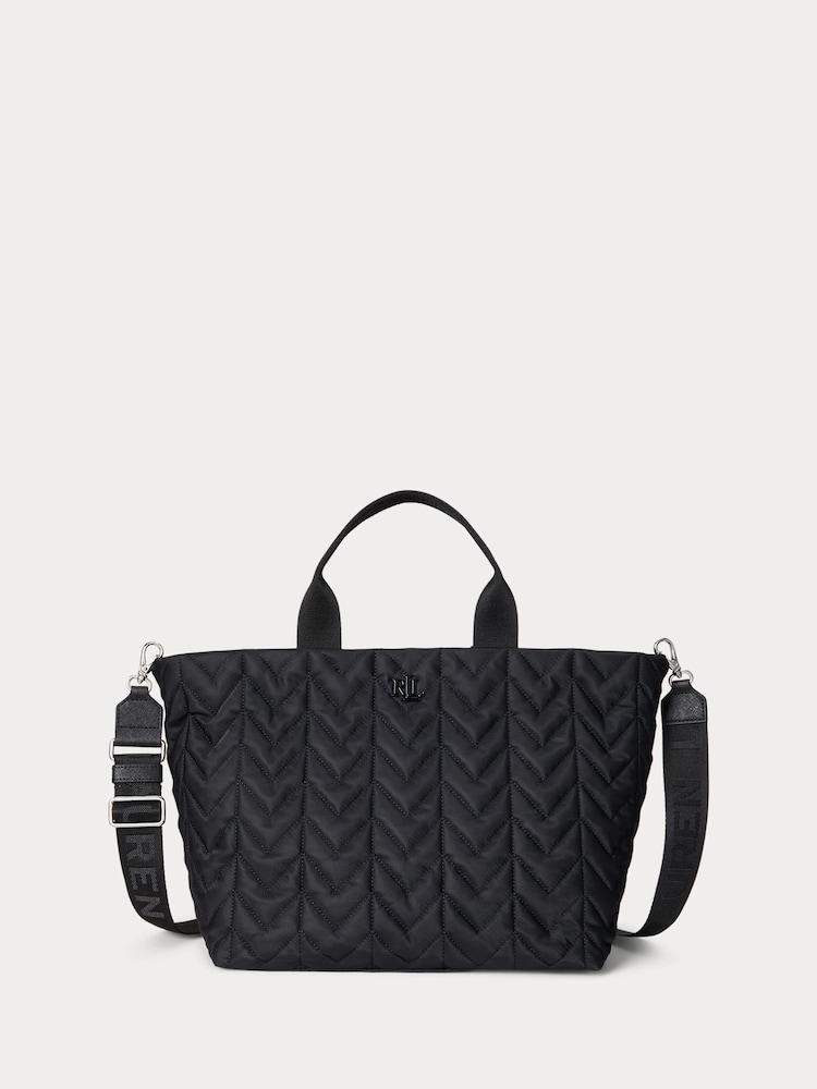 Lauren Ralph Lauren Black Stevie Messenger Textured Nylon Bag - Image 1 of 7 Lauren Ralph Lauren Black Stevie Messenger Textured Nylon Bag - Image 1 of 7