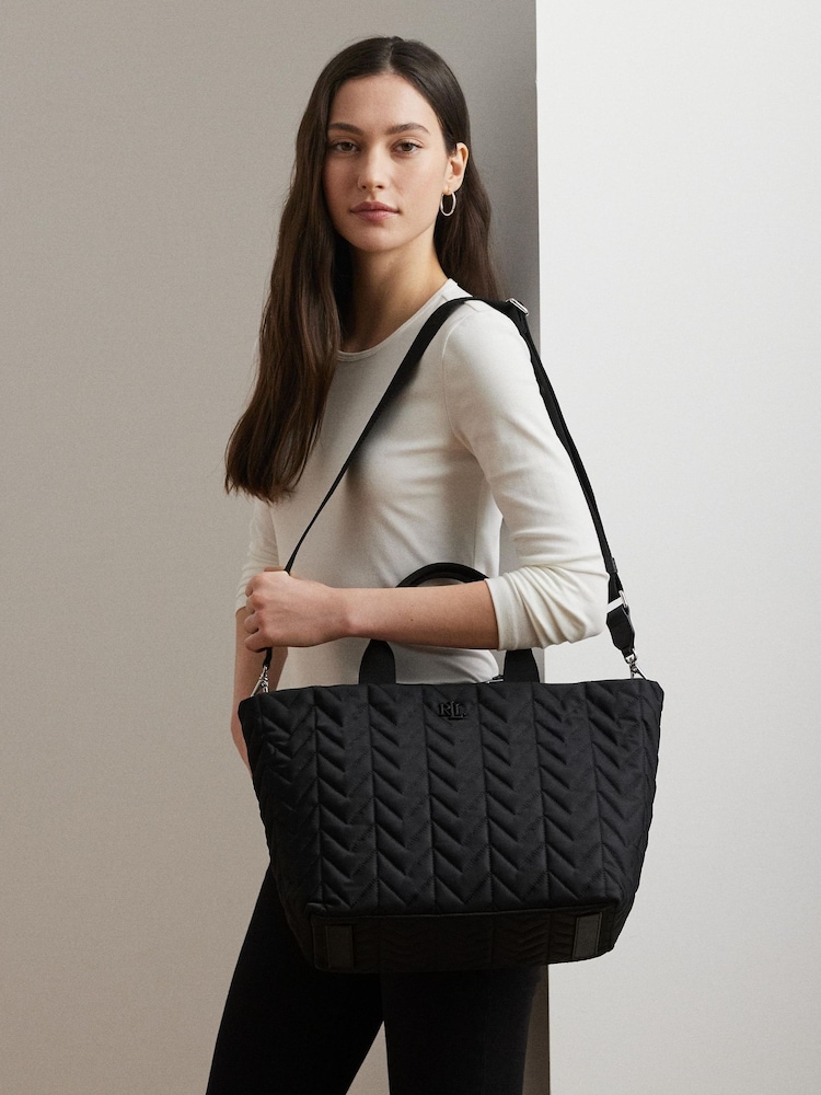 Lauren Ralph Lauren Black Stevie Messenger Textured Nylon Bag - Image 2 of 7 Lauren Ralph Lauren Black Stevie Messenger Textured Nylon Bag - Image 2 of 7