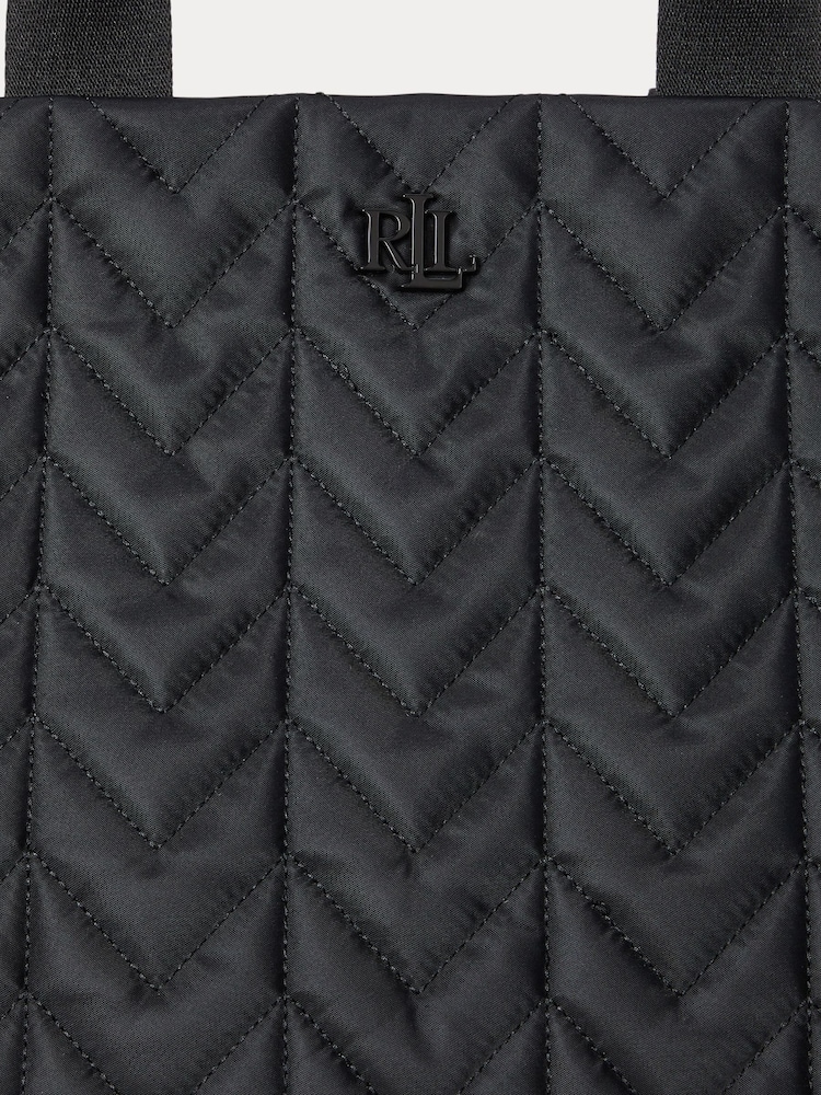 Lauren Ralph Lauren Stevie Messenger Textured Nylon Black Bag - Image 7 of 7
