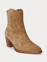 Lauren Ralph Lauren Brown Western Style Suede Ankle Boots - Image 2 of 4