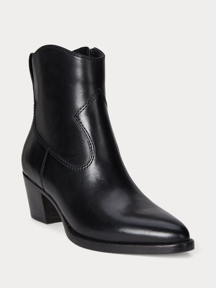 Lauren Ralph Lauren Black Western Style Suede Ankle Boots - Image 2 of 4