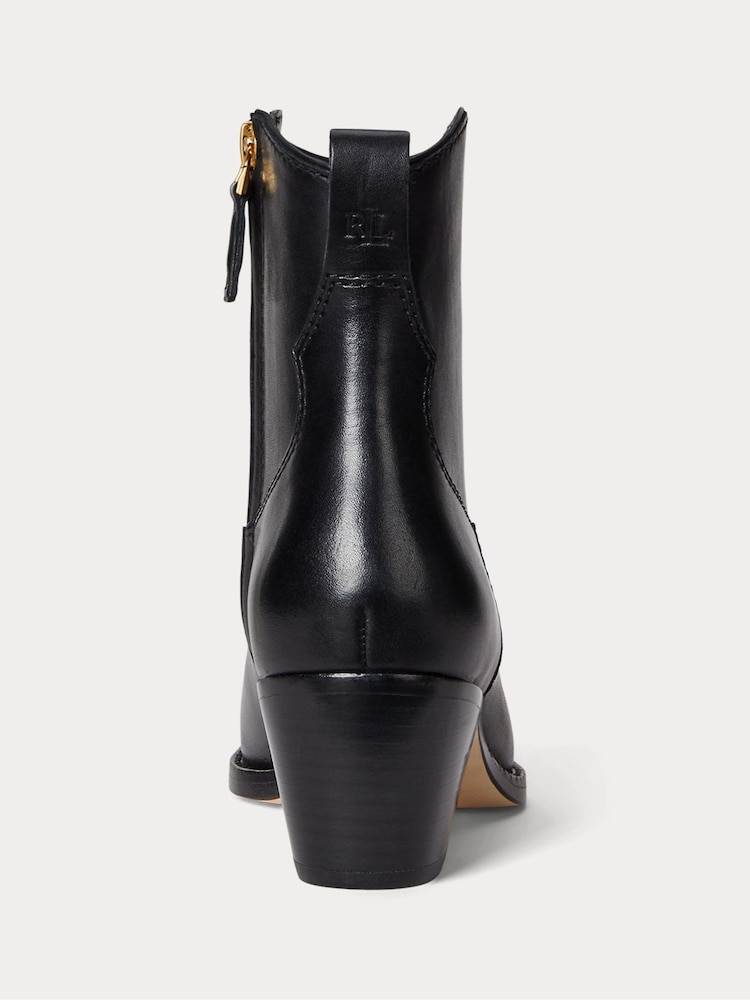 Lauren Ralph Lauren Black Western Style Suede Ankle Boots - Image 4 of 4