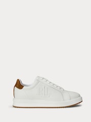 Lauren Ralph Lauren Ainsley Leather Low Top White Trainers - Image 1 of 4