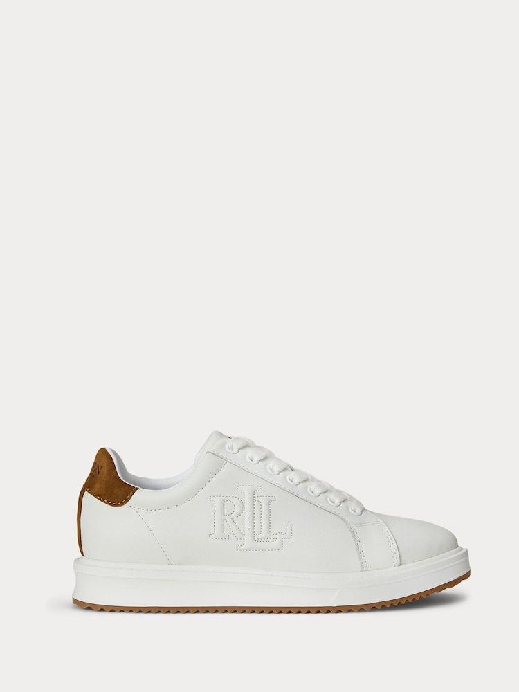 Lauren Ralph Lauren Ainsley Leather Low Top White Trainers - Image 1 of 4