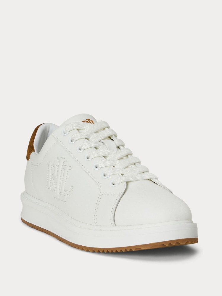 Lauren Ralph Lauren Ainsley Leather Low Top White Trainers - Image 2 of 4