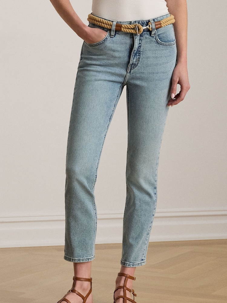 Lauren Ralph Lauren Blue High Rise Straight Fit Ankle Stretch Denim Jeans - Image 1 of 7 Lauren Ralph Lauren Blue High Rise Straight Fit Ankle Stretch Denim Jeans - Image 1 of 7