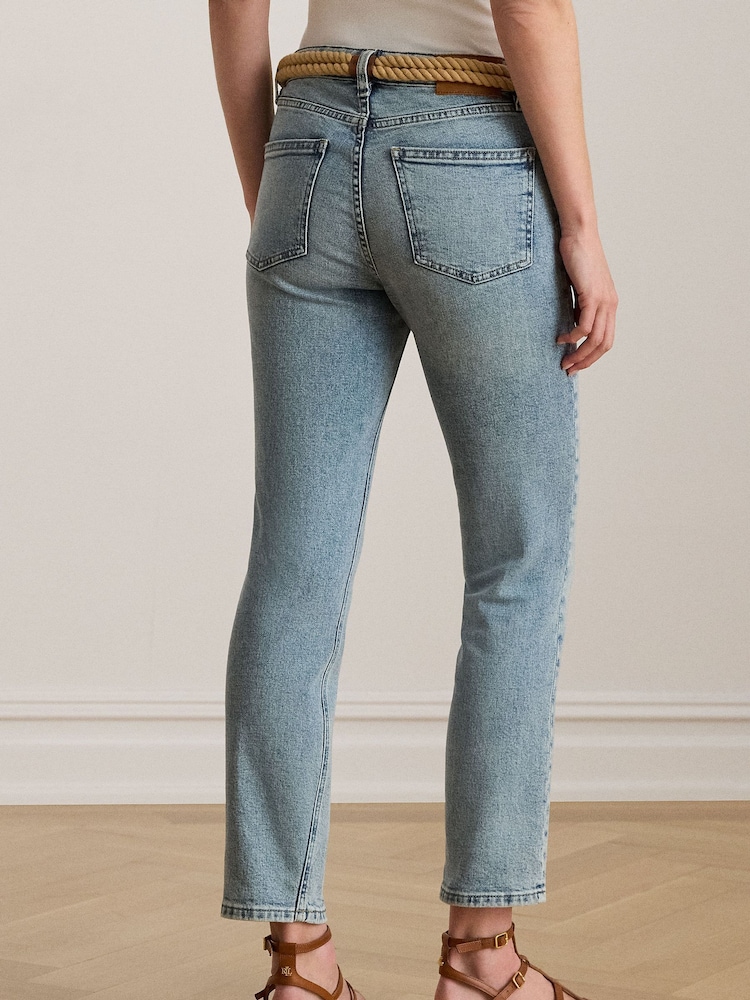 Lauren Ralph Lauren Blue High Rise Straight Fit Ankle Stretch Denim Jeans - Image 2 of 7 Lauren Ralph Lauren Blue High Rise Straight Fit Ankle Stretch Denim Jeans - Image 2 of 7