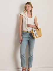 Lauren Ralph Lauren High Rise Straight Fit Ankle Stretch Denim Jeans - Image 3 of 7