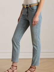 Lauren Ralph Lauren High Rise Straight Fit Ankle Stretch Denim Jeans - Image 4 of 7