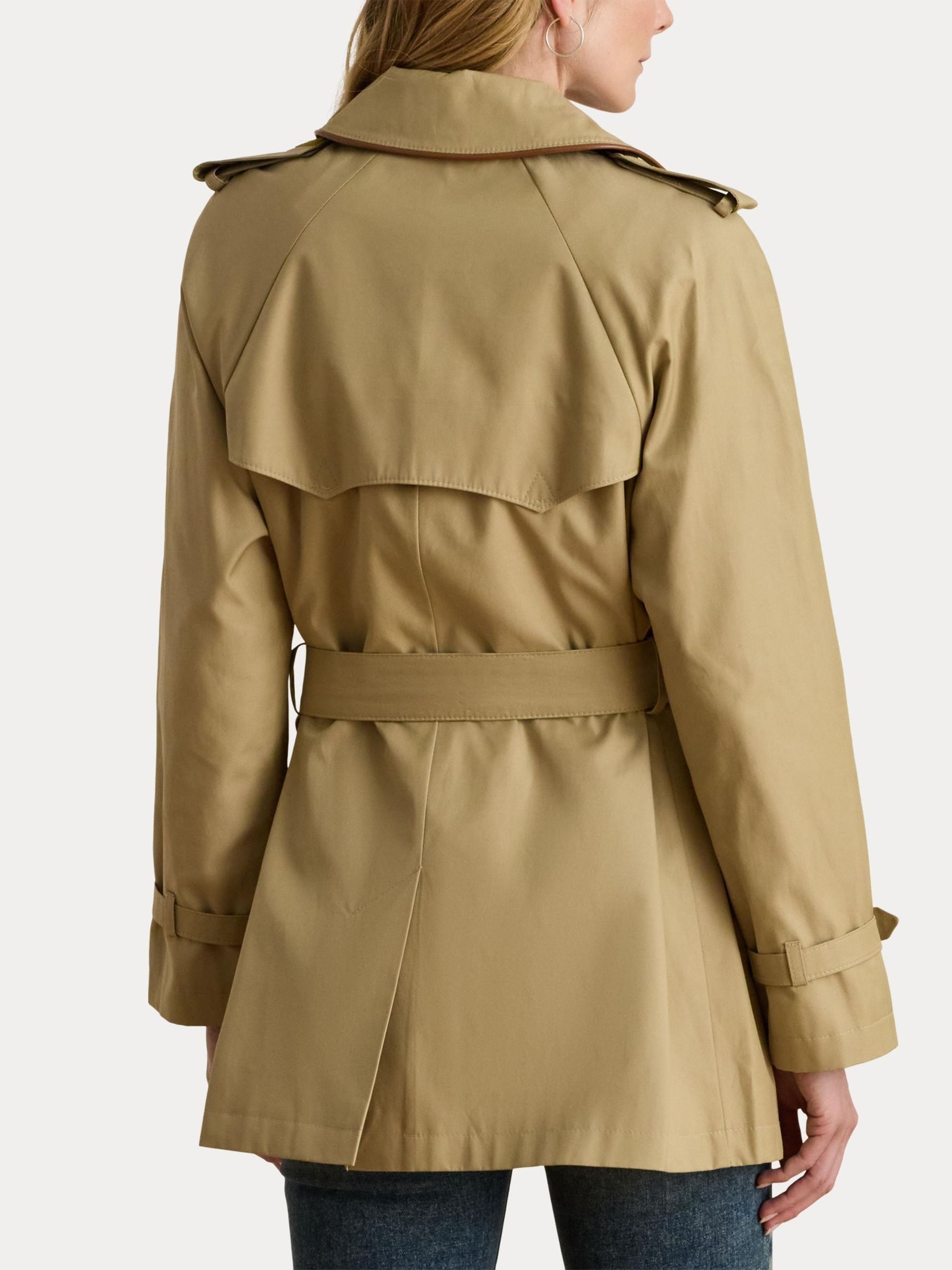 Buy Lauren Ralph Lauren Birch Tan Faux Leather Trim Trench Coat