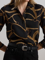 Lauren Ralph Lauren Kristy Belt Print Black Shirt - Image 6 of 8