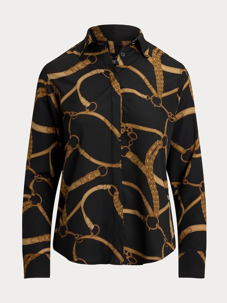 Lauren Ralph Lauren Kristy Belt Print Black Shirt - Image 8 of 8