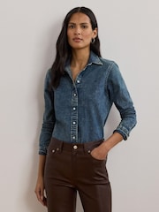 Lauren Ralph Lauren Blue Jamelko Haze Denim Logo Shirt - Image 1 of 4
