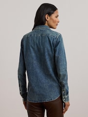 Lauren Ralph Lauren Blue Jamelko Haze Denim Logo Shirt - Image 2 of 4