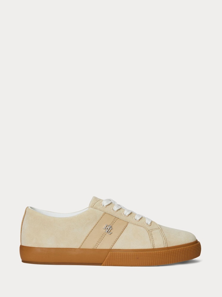 Lauren Ralph Lauren Logo Gum Sole Suede Brown Trainers - Image 1 of 4