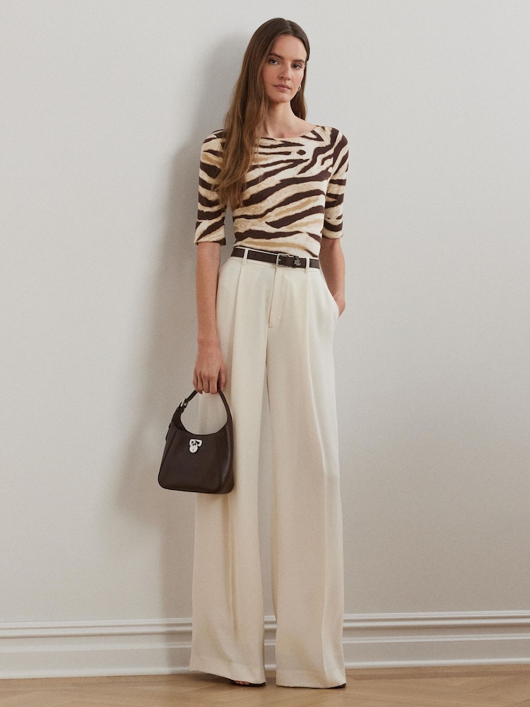 Buy Lauren Ralph Lauren Cream Curve Stretch Cotton Boatneck Top