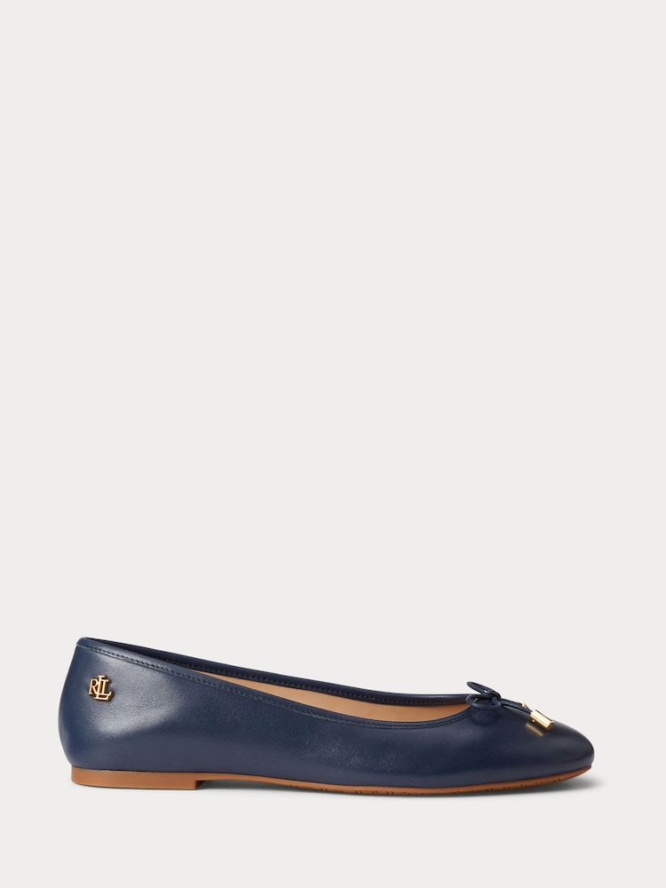 Lauren Ralph Lauren Blue Jayna Leather Flat Ballet Pump Shoes - Slika 1 iz 4 Lauren Ralph Lauren Blue Jayna Leather Flat Ballet Pump Shoes - Slika 1 iz 4