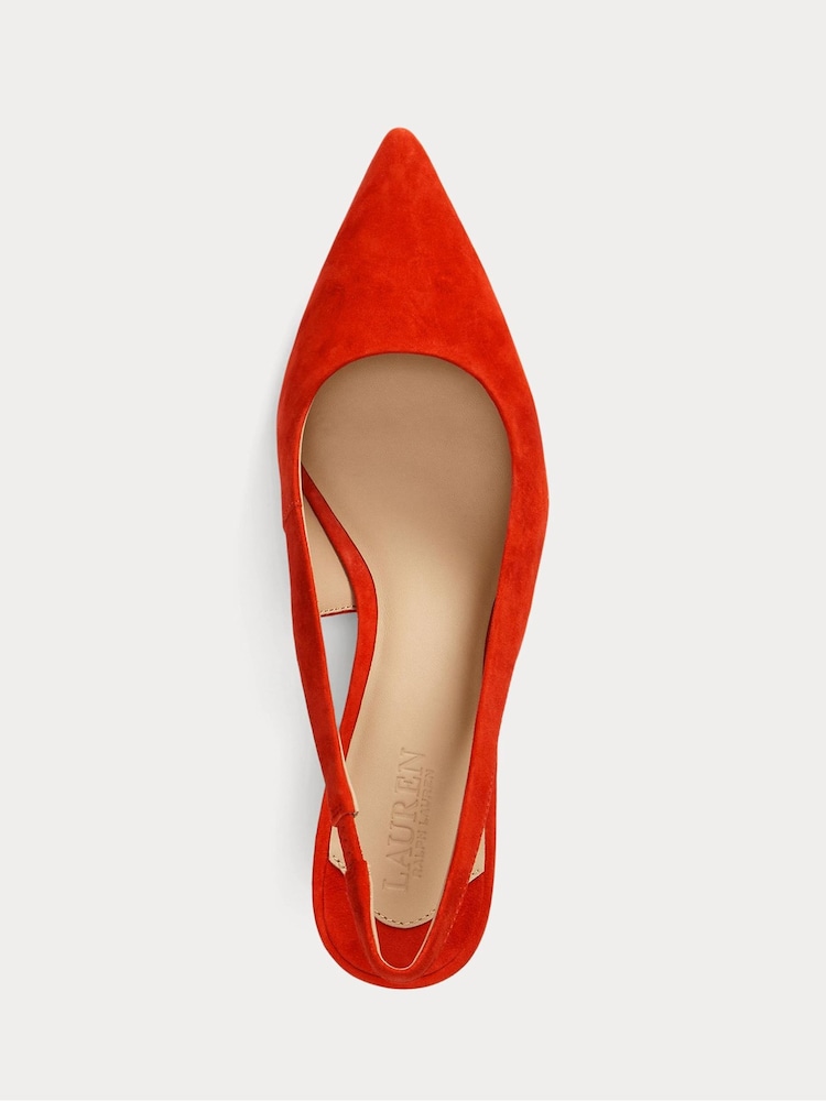 Lauren Ralph Lauren Red Lolah II Slingback Leather Heeled Shoes - Image 4 of 4