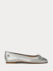Lauren Ralph Lauren Silver Jayna Leather Flat Ballet Pump Shoes - Image 1 of 4