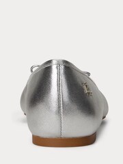 Lauren Ralph Lauren Silver Jayna Leather Flat Ballet Pump Shoes - Image 2 of 4