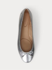 Lauren Ralph Lauren Silver Jayna Leather Flat Ballet Pump Shoes - Image 4 of 4