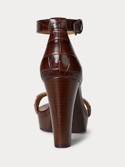 Lauren Ralph Lauren Sylvia Zebra Print Block Heel Brown Sandals - Image 2 of 4