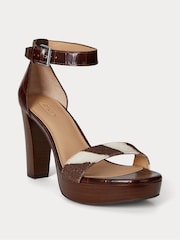 Lauren Ralph Lauren Sylvia Zebra Print Block Heel Brown Sandals - Image 3 of 4
