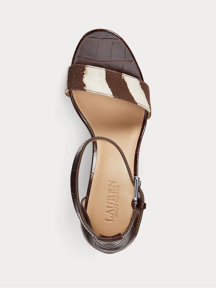 Lauren Ralph Lauren Sylvia Zebra Print Block Heel Brown Sandals - Image 4 of 4