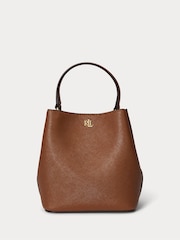 Lauren Ralph Lauren Small Reese Leather Logo Bucket Brown Bag - Image 1 of 7