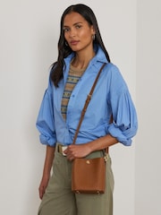 Lauren Ralph Lauren Small Reese Leather Logo Bucket Brown Bag - Image 6 of 7