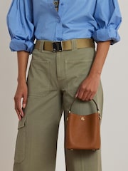 Lauren Ralph Lauren Small Reese Leather Logo Bucket Brown Bag - Image 7 of 7