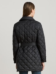 Lauren Ralph Lauren Quilted Belted Black Trench Coat - Image 2 of 8