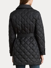 Lauren Ralph Lauren Quilted Belted Black Trench Coat - Image 8 of 8