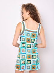 Apricot Green Crochet Squares Dress - Image 4 of 4