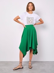 Apricot Green Hankyhem Wide Belted Skirt - Image 1 of 5